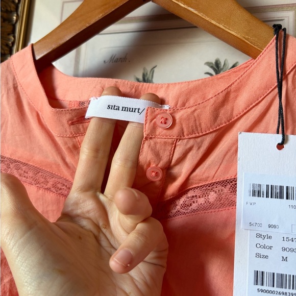Sita Murt Butterfly Sleeve Lady Blouse Coral *FLAW* - Picture 9 of 13